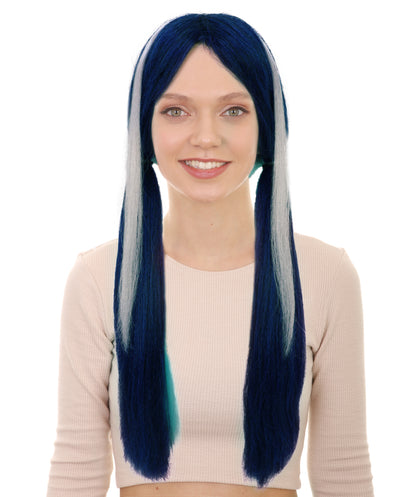 Wigs2you H-7231 女性用ロングストレート・ツートンカラー・ツインテール・アニメウィッグ | ゲームキャラクター風ヘア | ハロウィンに最適 | 通気性の良いキャップレス仕様