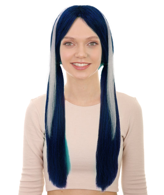 Wigs2you H-7231 女性用ロングストレート・ツートンカラー・ツインテール・アニメウィッグ | ゲームキャラクター風ヘア | ハロウィンに最適 | 通気性の良いキャップレス仕様
