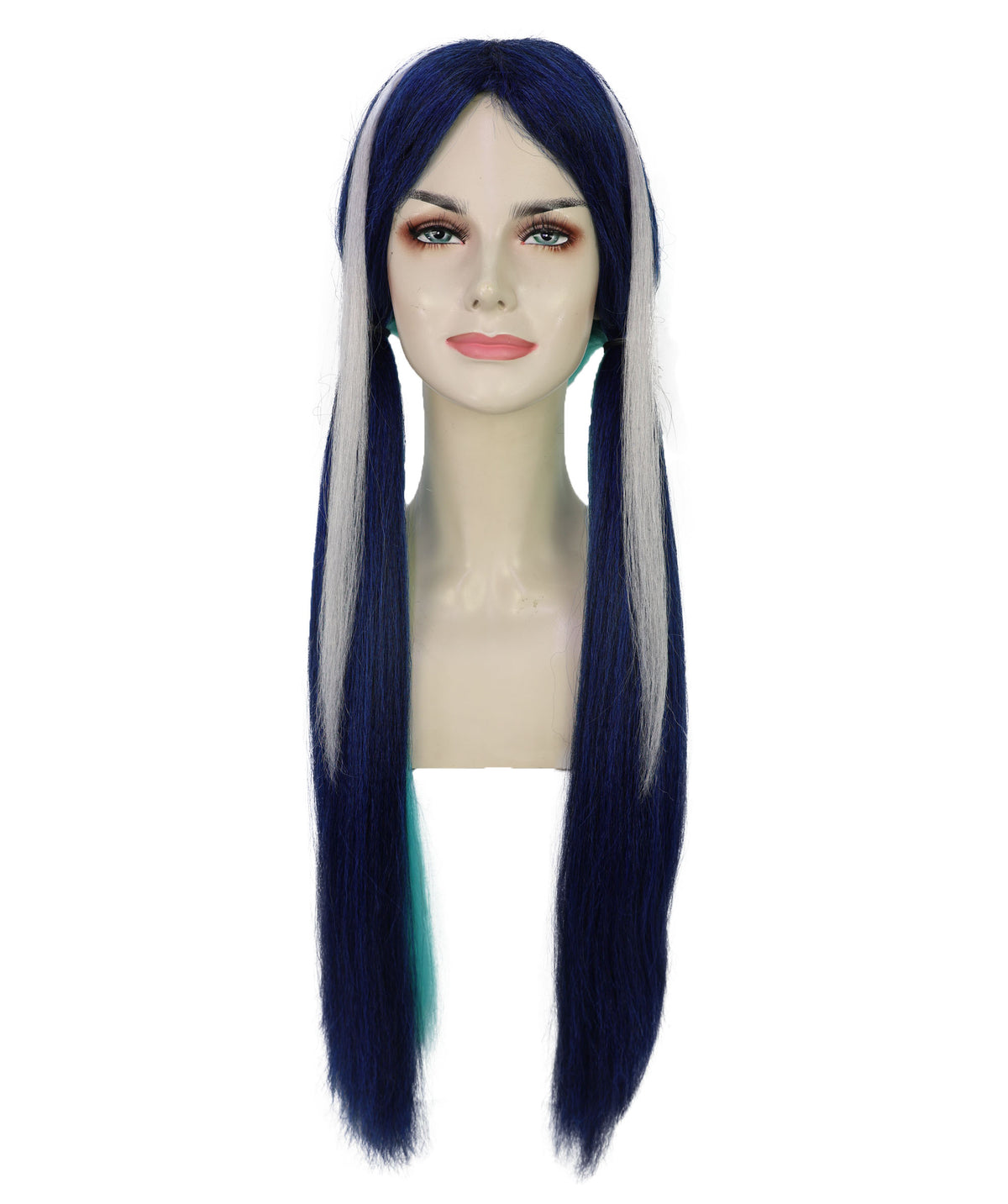 Wigs2you H-7231 女性用ロングストレート・ツートンカラー・ツインテール・アニメウィッグ | ゲームキャラクター風ヘア | ハロウィンに最適 | 通気性の良いキャップレス仕様