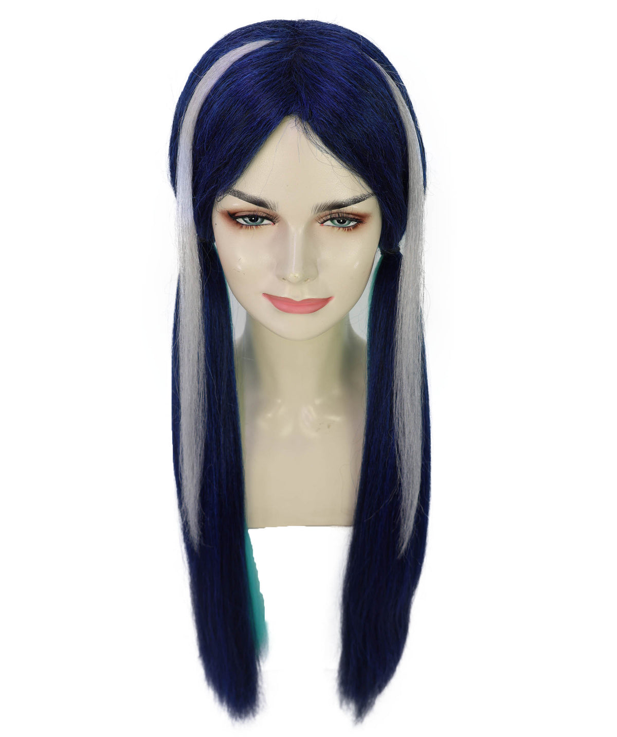 Wigs2you H-7231 女性用ロングストレート・ツートンカラー・ツインテール・アニメウィッグ | ゲームキャラクター風ヘア | ハロウィンに最適 | 通気性の良いキャップレス仕様