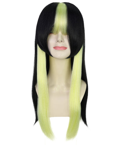 Wigs2you H-7233 女性用ストレートロング・アニメ風ウィッグ（ブラック＆グリーン・ツインテール）｜ハロウィンに最適｜通気性の良いキャップレス仕様
