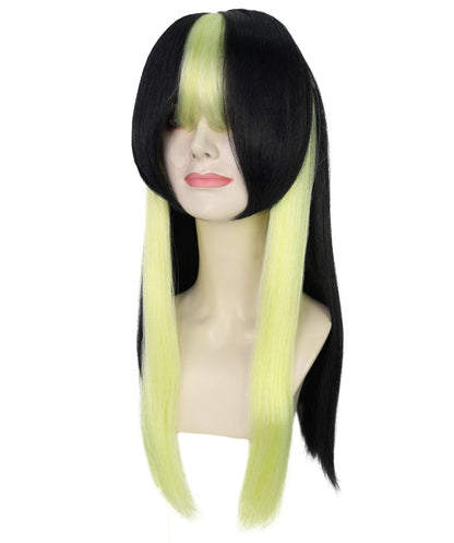Wigs2you H-7233 女性用ストレートロング・アニメ風ウィッグ（ブラック＆グリーン・ツインテール）｜ハロウィンに最適｜通気性の良いキャップレス仕様