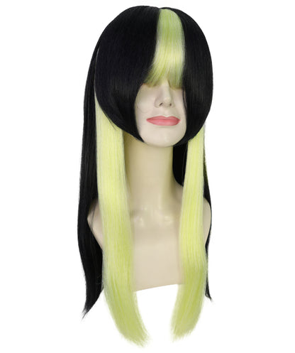Wigs2you H-7233 女性用ストレートロング・アニメ風ウィッグ（ブラック＆グリーン・ツインテール）｜ハロウィンに最適｜通気性の良いキャップレス仕様
