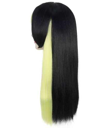 Wigs2you H-7233 女性用ストレートロング・アニメ風ウィッグ（ブラック＆グリーン・ツインテール）｜ハロウィンに最適｜通気性の良いキャップレス仕様