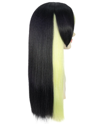 Wigs2you H-7233 女性用ストレートロング・アニメ風ウィッグ（ブラック＆グリーン・ツインテール）｜ハロウィンに最適｜通気性の良いキャップレス仕様