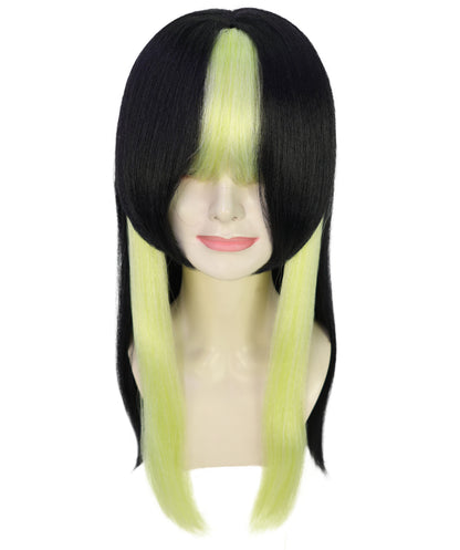 Wigs2you H-7233 女性用ストレートロング・アニメ風ウィッグ（ブラック＆グリーン・ツインテール）｜ハロウィンに最適｜通気性の良いキャップレス仕様