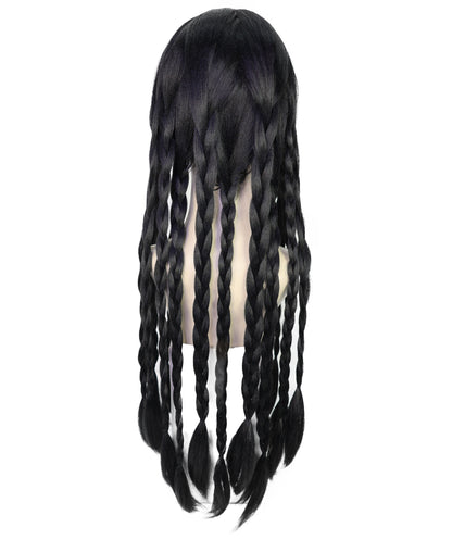 Wigs2you H-7234 女性用ロング・ブラック・ブレイデッドウィッグ（三つ編みウィッグ） | ハロウィンに最適 | 通気性の良いキャップレス仕様