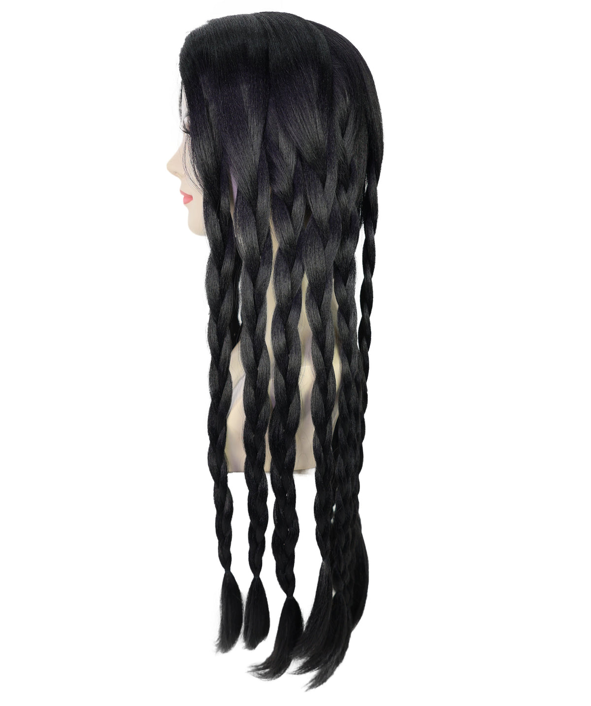 Wigs2you H-7234 女性用ロング・ブラック・ブレイデッドウィッグ（三つ編みウィッグ） | ハロウィンに最適 | 通気性の良いキャップレス仕様
