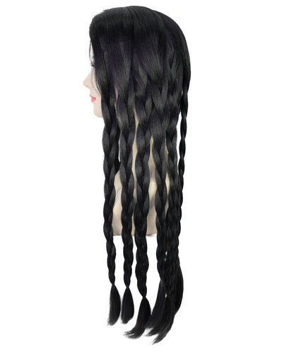 Wigs2you H-7234 女性用ロング・ブラック・ブレイデッドウィッグ（三つ編みウィッグ） | ハロウィンに最適 | 通気性の良いキャップレス仕様