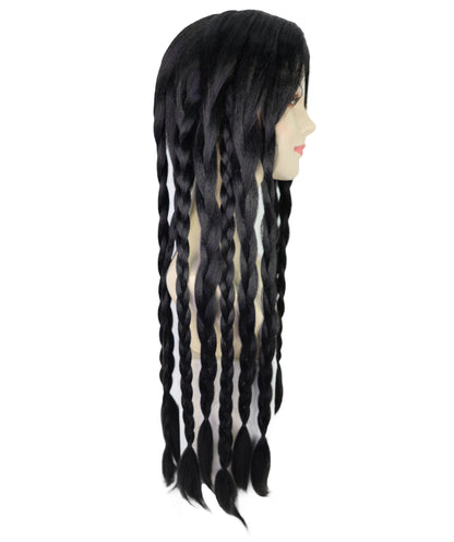 Wigs2you H-7234 女性用ロング・ブラック・ブレイデッドウィッグ（三つ編みウィッグ） | ハロウィンに最適 | 通気性の良いキャップレス仕様