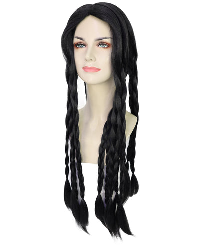 Wigs2you H-7234 女性用ロング・ブラック・ブレイデッドウィッグ（三つ編みウィッグ） | ハロウィンに最適 | 通気性の良いキャップレス仕様