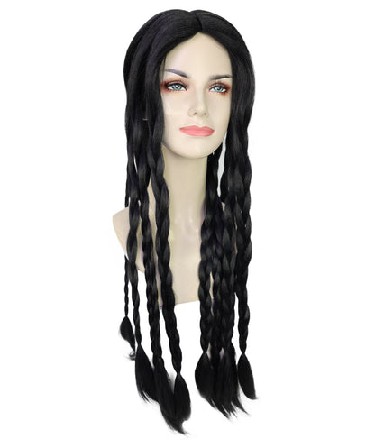 Wigs2you H-7234 女性用ロング・ブラック・ブレイデッドウィッグ（三つ編みウィッグ） | ハロウィンに最適 | 通気性の良いキャップレス仕様