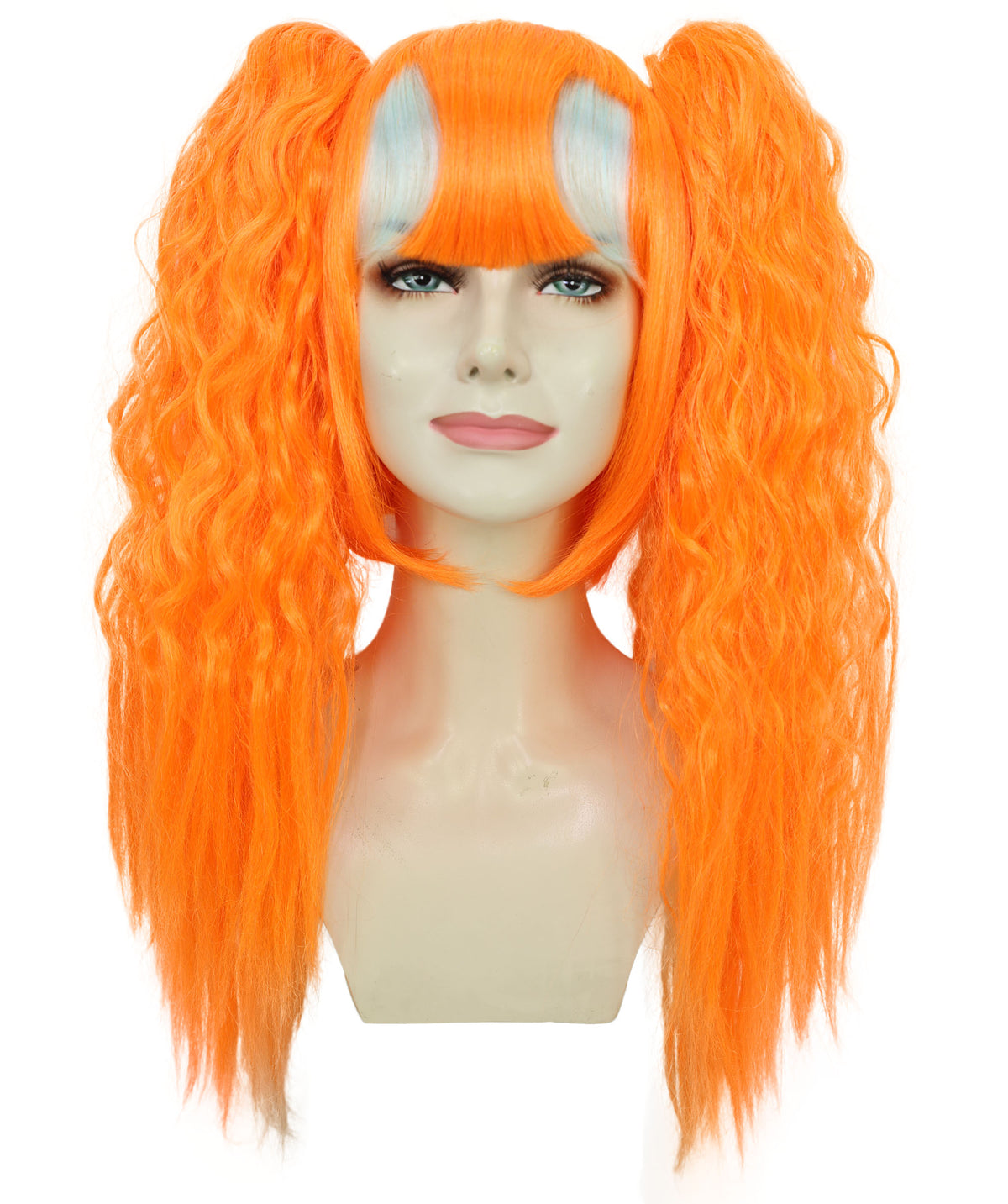 Wigs2you H-7235 女性用 鮮やかなオレンジ色のロングウェーブ・ツインテールウィッグ | ハロウィンに最適 | 通気性の良いキャップレス仕様