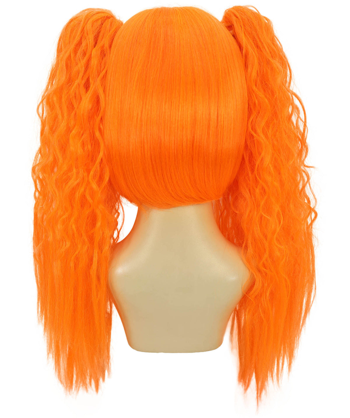 Wigs2you H-7235 女性用 鮮やかなオレンジ色のロングウェーブ・ツインテールウィッグ | ハロウィンに最適 | 通気性の良いキャップレス仕様