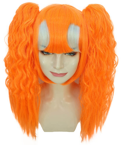 Wigs2you H-7235 女性用 鮮やかなオレンジ色のロングウェーブ・ツインテールウィッグ | ハロウィンに最適 | 通気性の良いキャップレス仕様