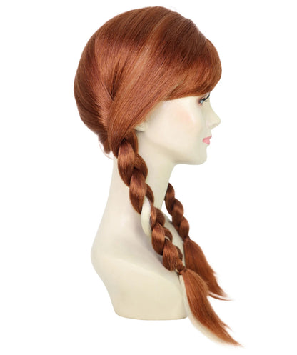 Wigs2you H-7237 女性用 ブラウン・三つ編みツインテール・プリンセスウィッグ | 難燃性合成繊維 | ハロウィンやテーマパーティーに最適