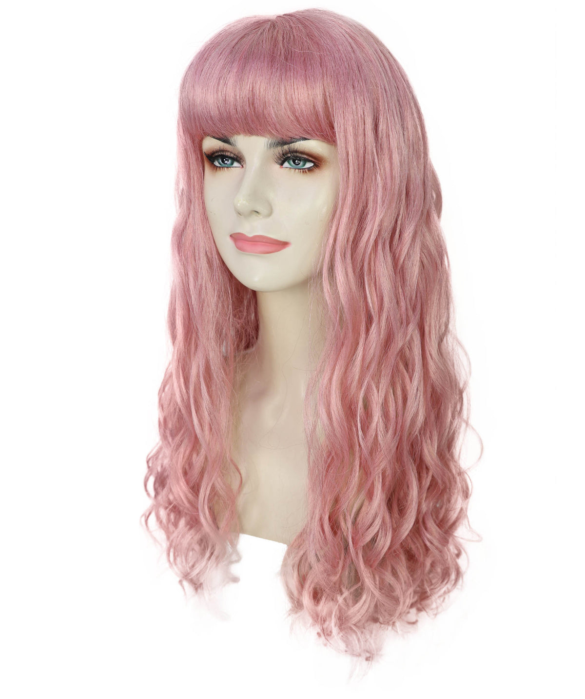 Wigs2you H-7238 レディース用ロング・ピンク・ウェーブ・ウィッグ（前髪あり・ふわふわ質感）| 難燃性合成繊維 | ハロウィンやテーマパーティーに最適