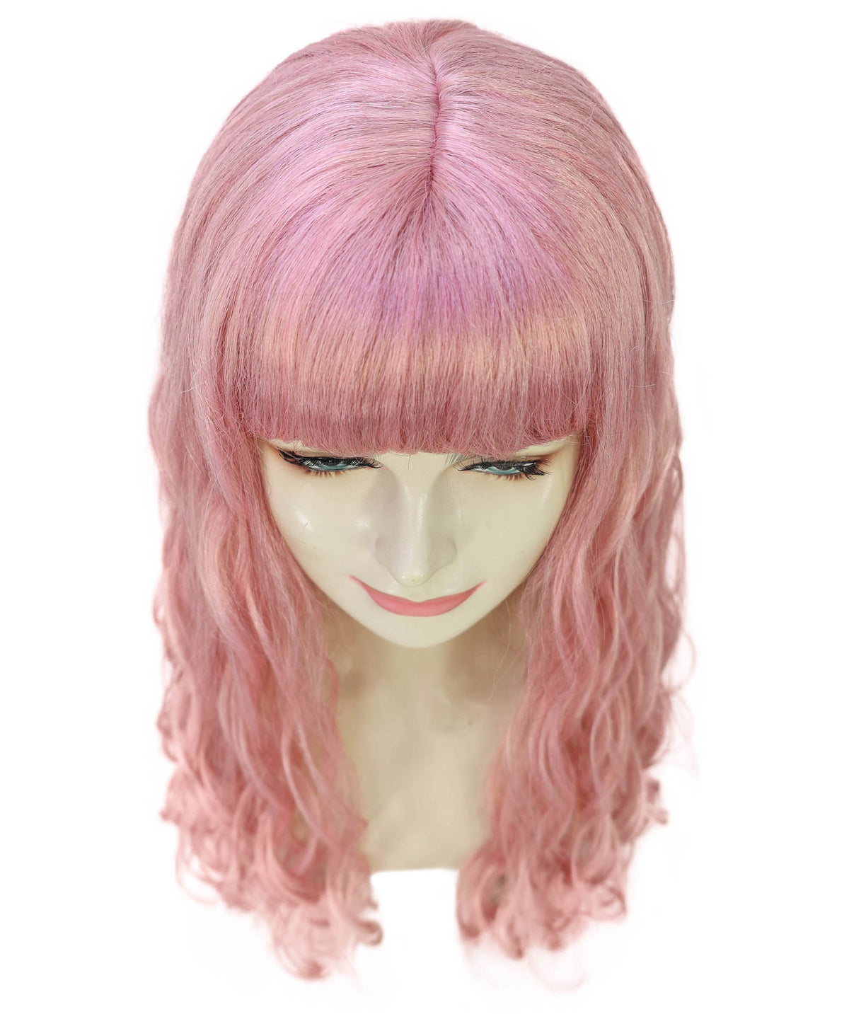 Wigs2you H-7238 レディース用ロング・ピンク・ウェーブ・ウィッグ（前髪あり・ふわふわ質感）| 難燃性合成繊維 | ハロウィンやテーマパーティーに最適