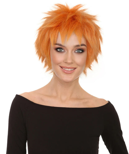Wigs2you H-7240 女性の鮮やかなオレンジのストレート ツイン ポニーテール ウィッグ |ハロウィンに最適 |通気性のあるキャップレスキャップ