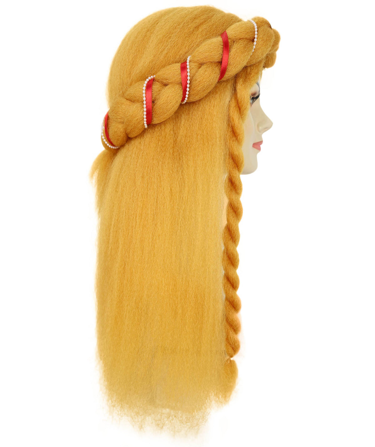 Wigs2you H-7247  女性用ロングブロンド編み込みヘッドバンドウィッグ｜中世のプリンセス、ファンタジーメイド、ルネッサンス風ヘアピース｜通気性のあるキャップレスキャップ