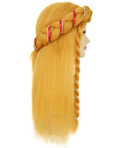 Wigs2you H-7247  女性用ロングブロンド編み込みヘッドバンドウィッグ｜中世のプリンセス、ファンタジーメイド、ルネッサンス風ヘアピース｜通気性のあるキャップレスキャップ