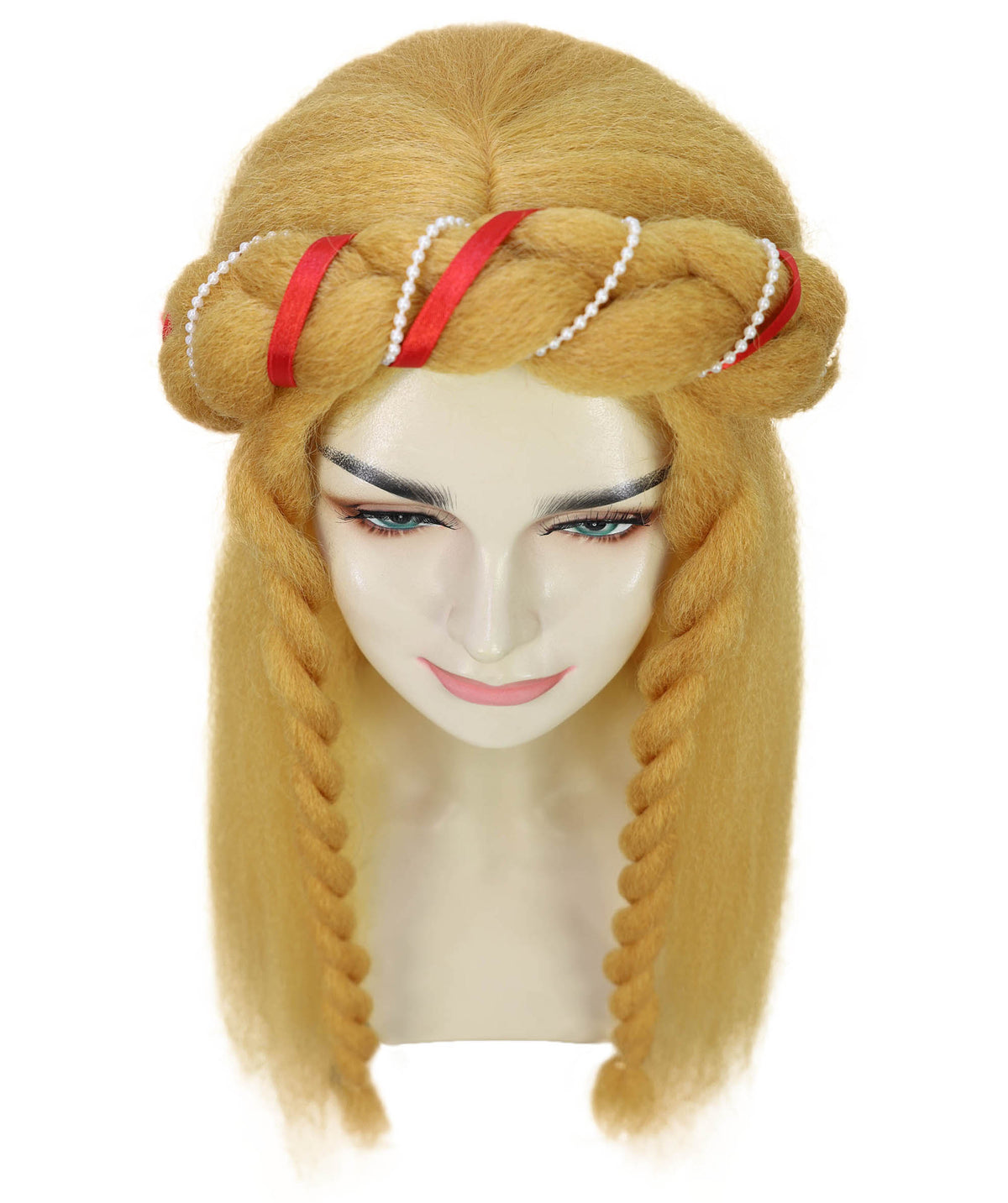 Wigs2you H-7247  女性用ロングブロンド編み込みヘッドバンドウィッグ｜中世のプリンセス、ファンタジーメイド、ルネッサンス風ヘアピース｜通気性のあるキャップレスキャップ