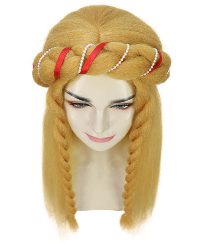 Wigs2you H-7247  女性用ロングブロンド編み込みヘッドバンドウィッグ｜中世のプリンセス、ファンタジーメイド、ルネッサンス風ヘアピース｜通気性のあるキャップレスキャップ