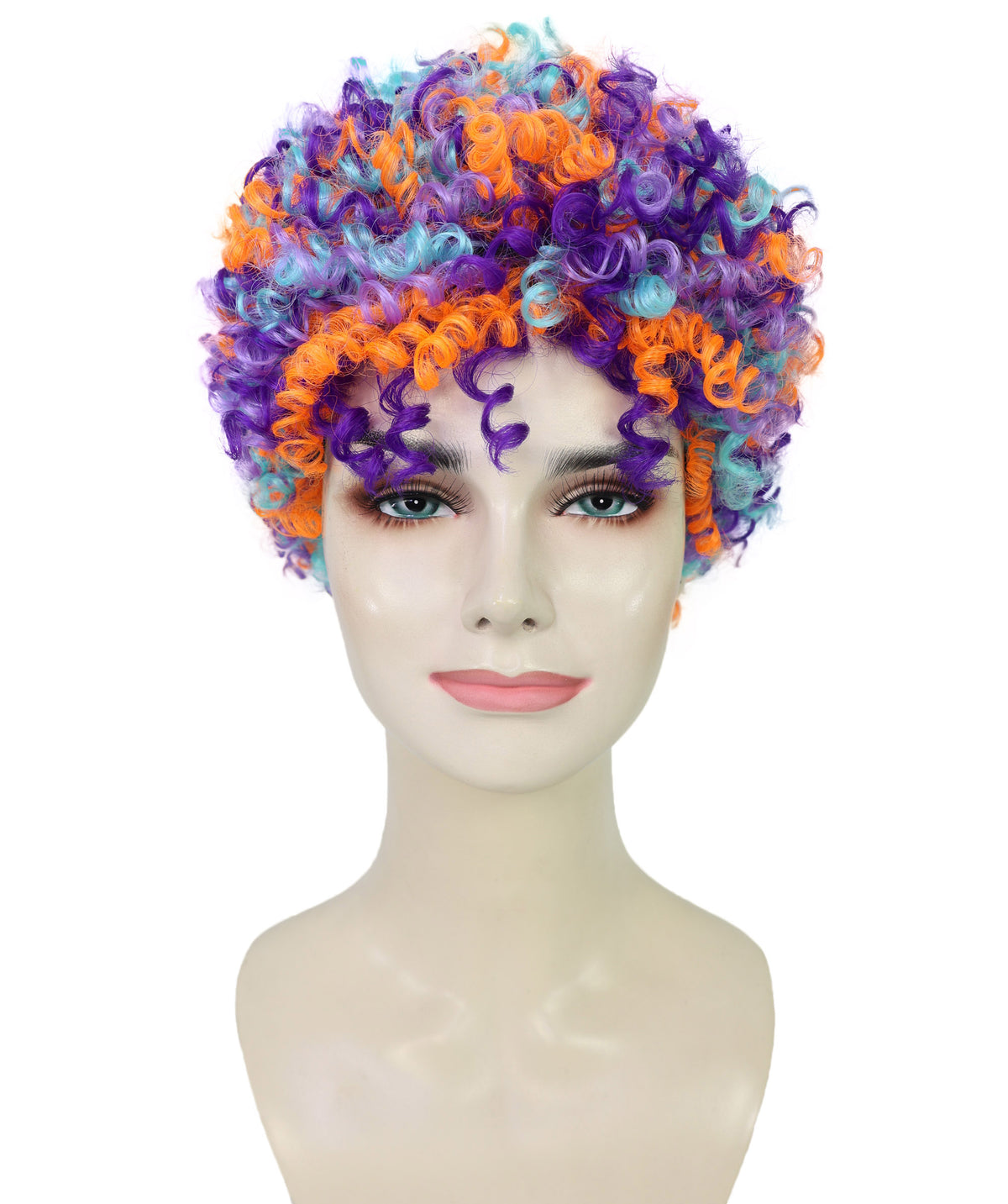 Wigs2you H-7248 女性用カラフルピエロウィッグ｜男女兼用レインボーカーリーコスチュームヘア｜サーカス、パーティー、ハロウィン｜通気性のあるキャップレスキャップ