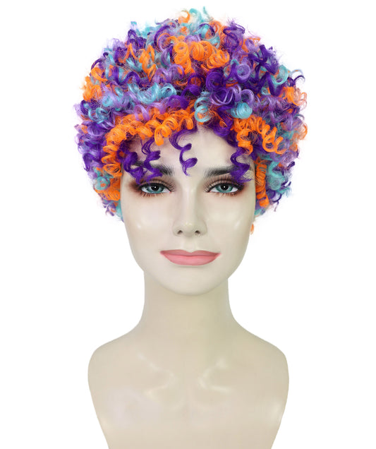 Wigs2you H-7248 女性用カラフルピエロウィッグ｜男女兼用レインボーカーリーコスチュームヘア｜サーカス、パーティー、ハロウィン｜通気性のあるキャップレスキャップ