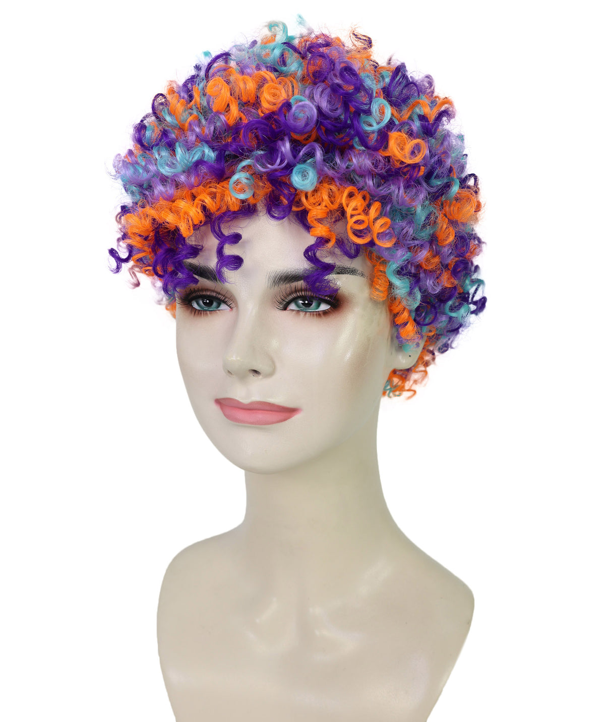 Wigs2you H-7248 女性用カラフルピエロウィッグ｜男女兼用レインボーカーリーコスチュームヘア｜サーカス、パーティー、ハロウィン｜通気性のあるキャップレスキャップ