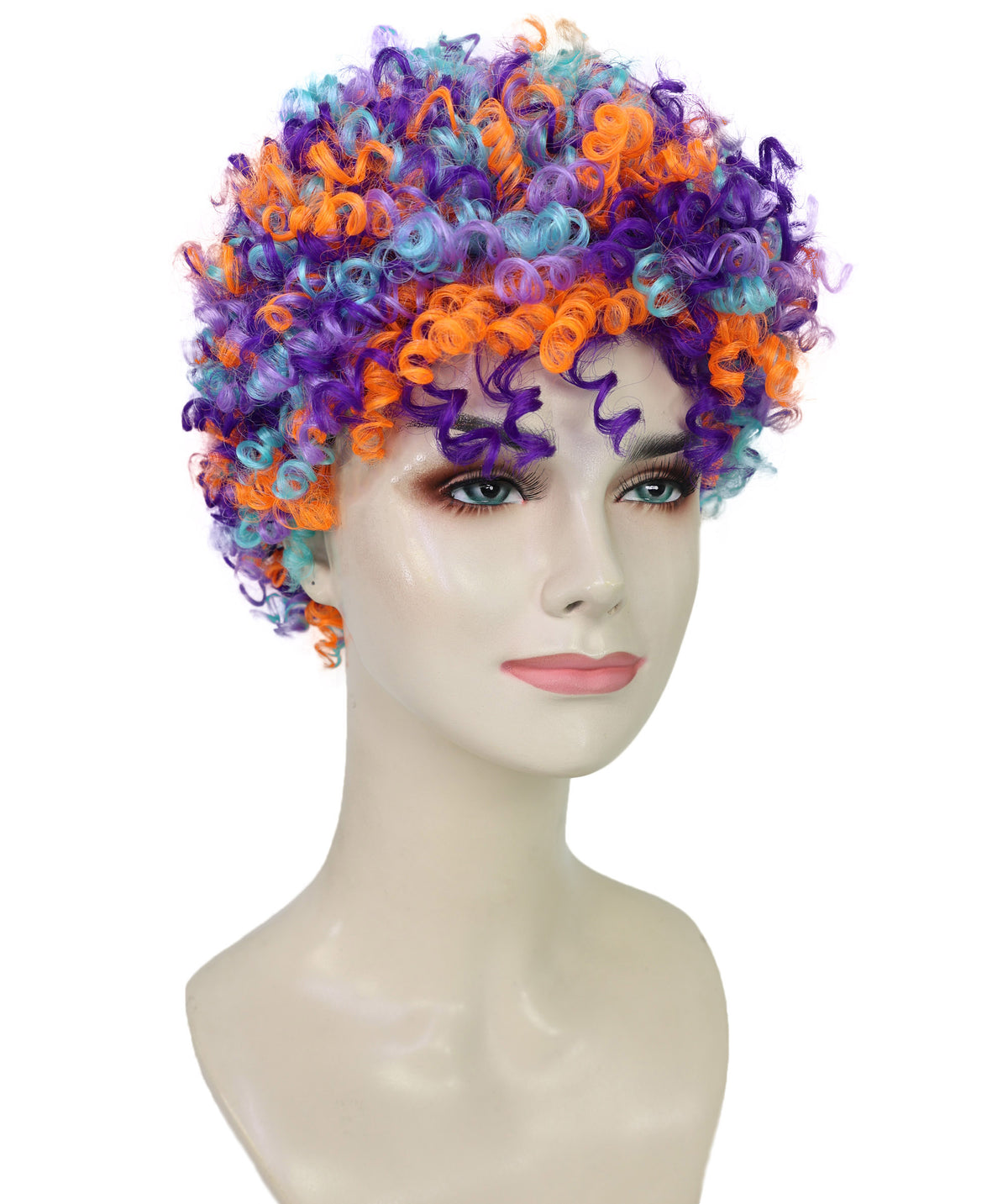 Wigs2you H-7248 女性用カラフルピエロウィッグ｜男女兼用レインボーカーリーコスチュームヘア｜サーカス、パーティー、ハロウィン｜通気性のあるキャップレスキャップ