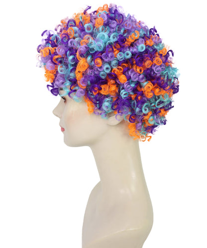 Wigs2you H-7248 女性用カラフルピエロウィッグ｜男女兼用レインボーカーリーコスチュームヘア｜サーカス、パーティー、ハロウィン｜通気性のあるキャップレスキャップ