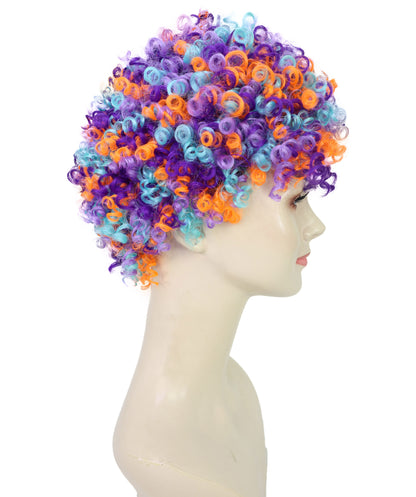 Wigs2you H-7248 女性用カラフルピエロウィッグ｜男女兼用レインボーカーリーコスチュームヘア｜サーカス、パーティー、ハロウィン｜通気性のあるキャップレスキャップ