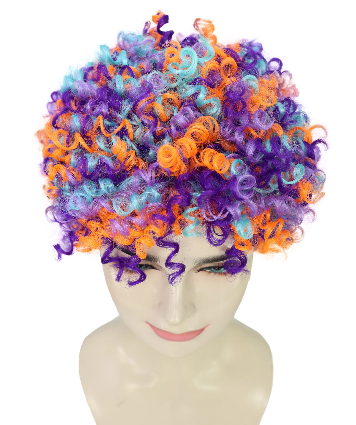 Wigs2you H-7248 女性用カラフルピエロウィッグ｜男女兼用レインボーカーリーコスチュームヘア｜サーカス、パーティー、ハロウィン｜通気性のあるキャップレスキャップ