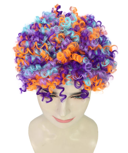 Wigs2you H-7248 女性用カラフルピエロウィッグ｜男女兼用レインボーカーリーコスチュームヘア｜サーカス、パーティー、ハロウィン｜通気性のあるキャップレスキャップ