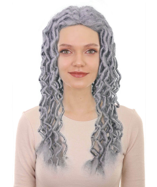 Wigs2you H-7249 大人用ユニセックス グレー・クリンクル・ドレッドヘア・ウィッグ | ハロウィン・コスプレ用人工毛ウィッグ | 通気性の良いキャップレス仕様