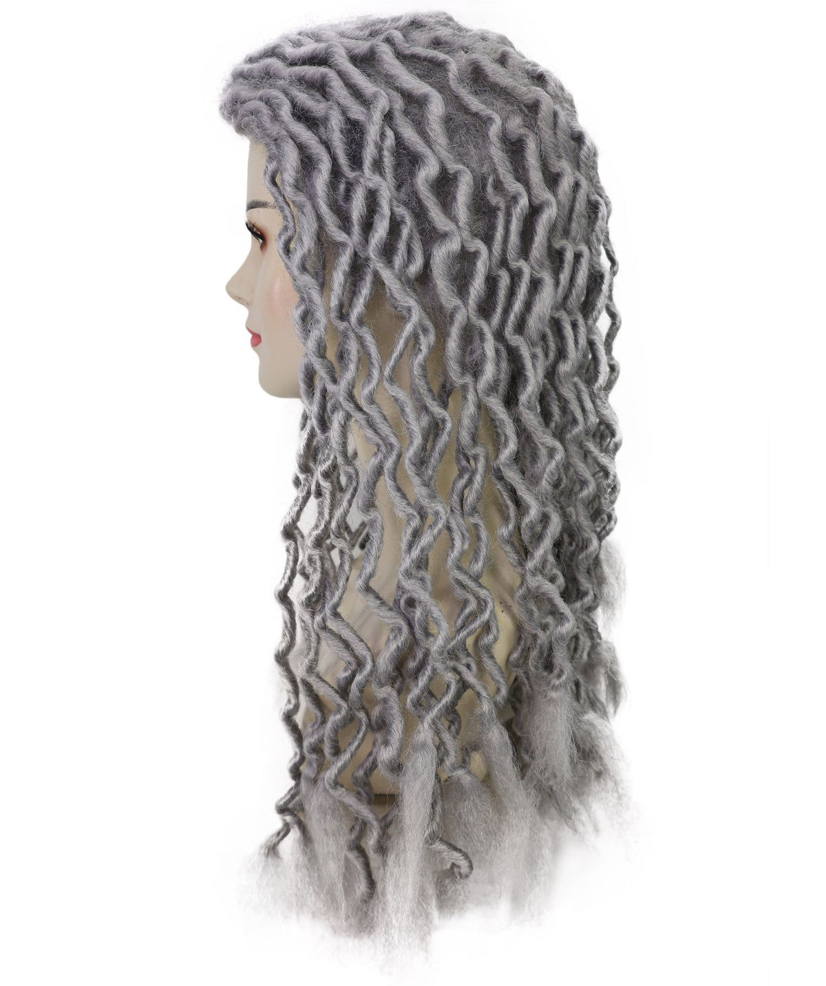 Wigs2you H-7249 大人用ユニセックス グレー・クリンクル・ドレッドヘア・ウィッグ | ハロウィン・コスプレ用人工毛ウィッグ | 通気性の良いキャップレス仕様