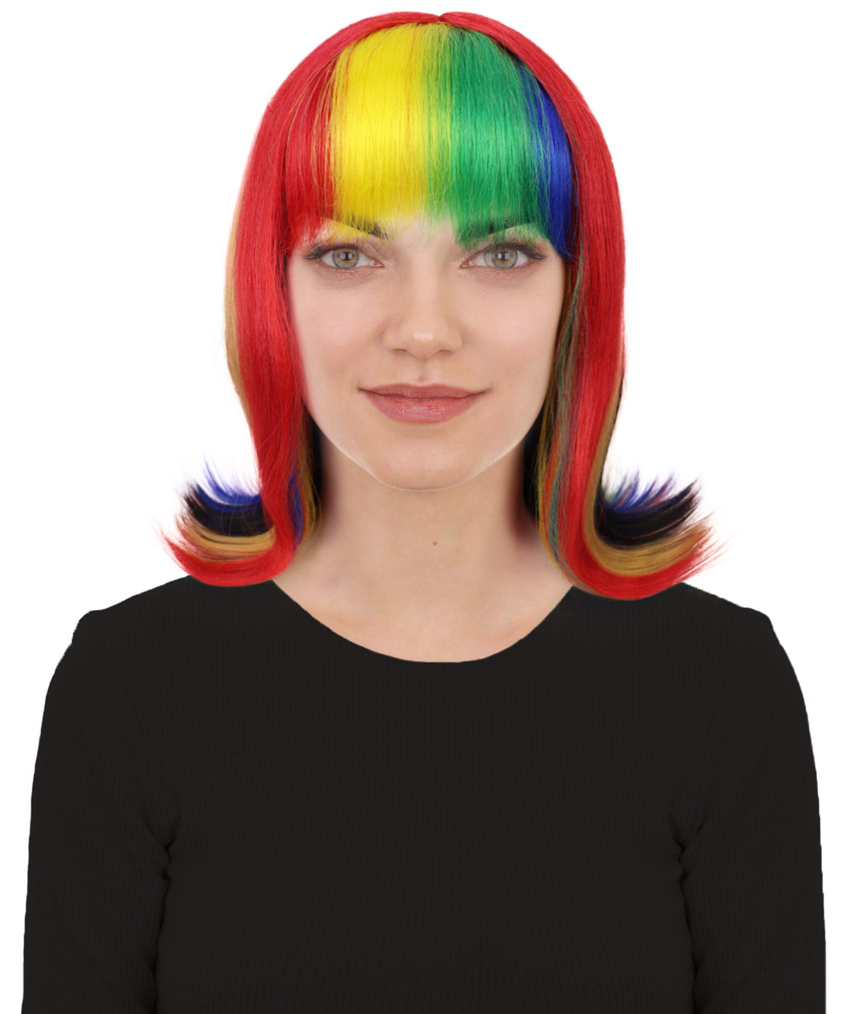 Wigs2you H-7251 大人女性用光るレインボーウィッグ｜パーティーに最適な鮮やかなハロウィンコスチュームヘア｜通気性のあるキャップレスキャップ