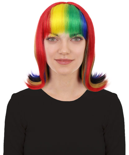 Wigs2you H-7251 大人女性用光るレインボーウィッグ｜パーティーに最適な鮮やかなハロウィンコスチュームヘア｜通気性のあるキャップレスキャップ