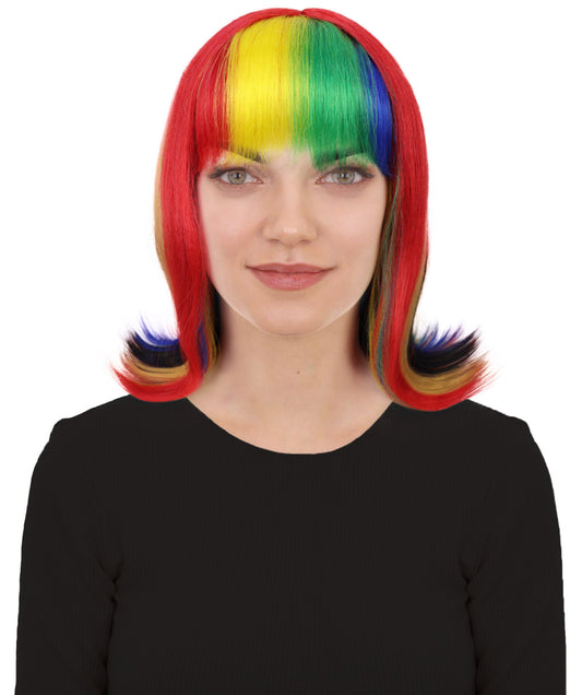 Wigs2you H-7251 大人女性用光るレインボーウィッグ｜パーティーに最適な鮮やかなハロウィンコスチュームヘア｜通気性のあるキャップレスキャップ
