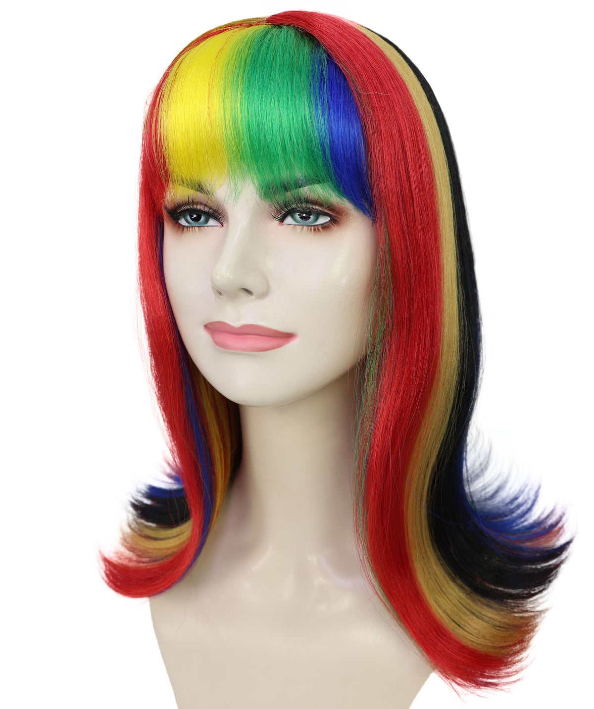 Wigs2you H-7251 大人女性用光るレインボーウィッグ｜パーティーに最適な鮮やかなハロウィンコスチュームヘア｜通気性のあるキャップレスキャップ