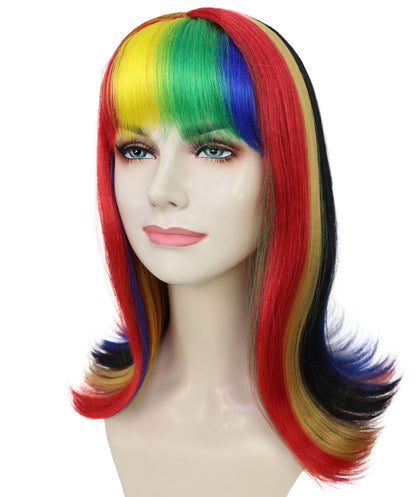 Wigs2you H-7251 大人女性用光るレインボーウィッグ｜パーティーに最適な鮮やかなハロウィンコスチュームヘア｜通気性のあるキャップレスキャップ