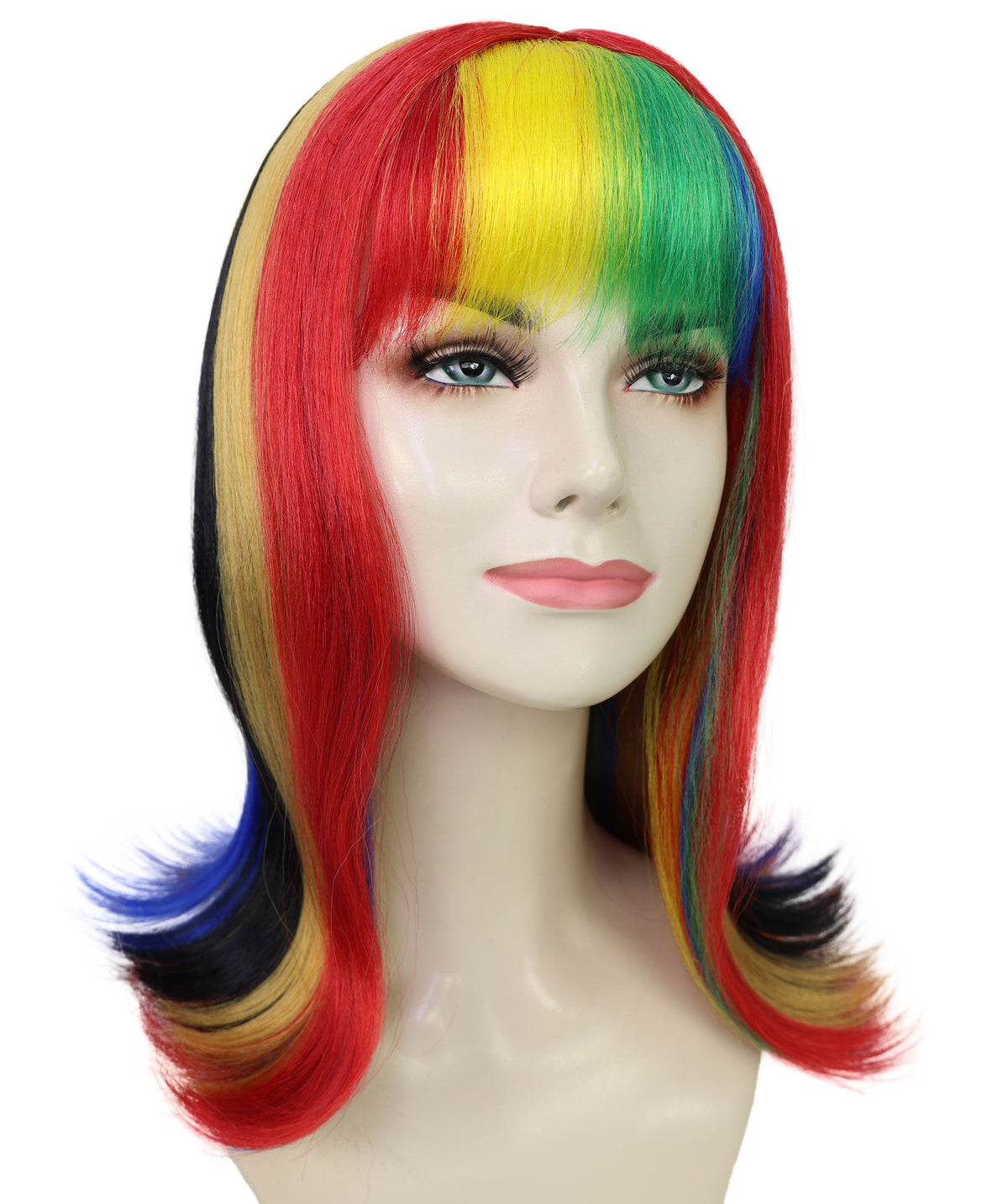 Wigs2you H-7251 大人女性用光るレインボーウィッグ｜パーティーに最適な鮮やかなハロウィンコスチュームヘア｜通気性のあるキャップレスキャップ