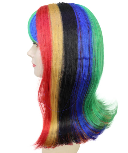 Wigs2you H-7251 大人女性用光るレインボーウィッグ｜パーティーに最適な鮮やかなハロウィンコスチュームヘア｜通気性のあるキャップレスキャップ