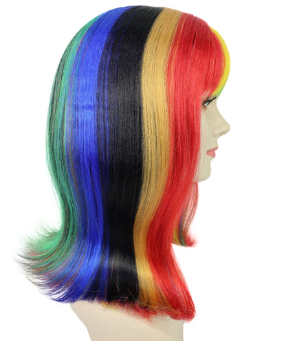 Wigs2you H-7251 大人女性用光るレインボーウィッグ｜パーティーに最適な鮮やかなハロウィンコスチュームヘア｜通気性のあるキャップレスキャップ
