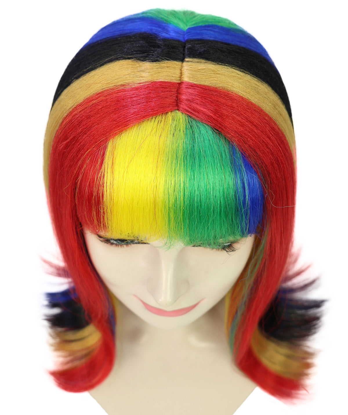 Wigs2you H-7251 大人女性用光るレインボーウィッグ｜パーティーに最適な鮮やかなハロウィンコスチュームヘア｜通気性のあるキャップレスキャップ