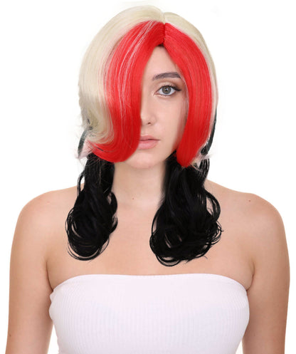 Wigs2you H-7253 大人用女性向けマルチカラー・ミディアム丈ウィッグ | ハロウィンに映える大胆なヘアスタイル | 通気性の良いキャップレス仕様