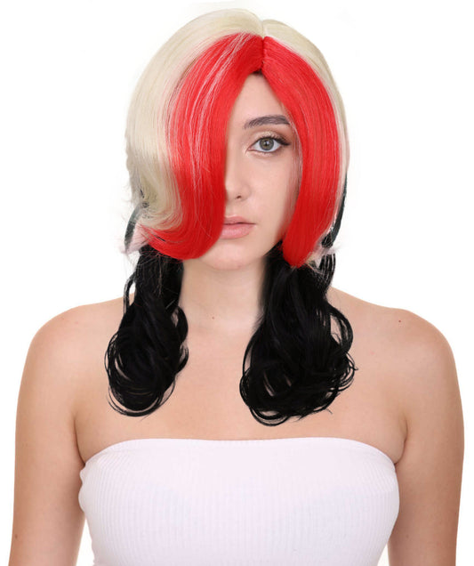 Wigs2you H-7253 大人用女性向けマルチカラー・ミディアム丈ウィッグ | ハロウィンに映える大胆なヘアスタイル | 通気性の良いキャップレス仕様