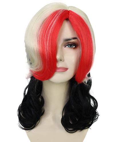 Wigs2you H-7253 大人用女性向けマルチカラー・ミディアム丈ウィッグ | ハロウィンに映える大胆なヘアスタイル | 通気性の良いキャップレス仕様
