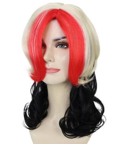 Wigs2you H-7253 大人用女性向けマルチカラー・ミディアム丈ウィッグ | ハロウィンに映える大胆なヘアスタイル | 通気性の良いキャップレス仕様